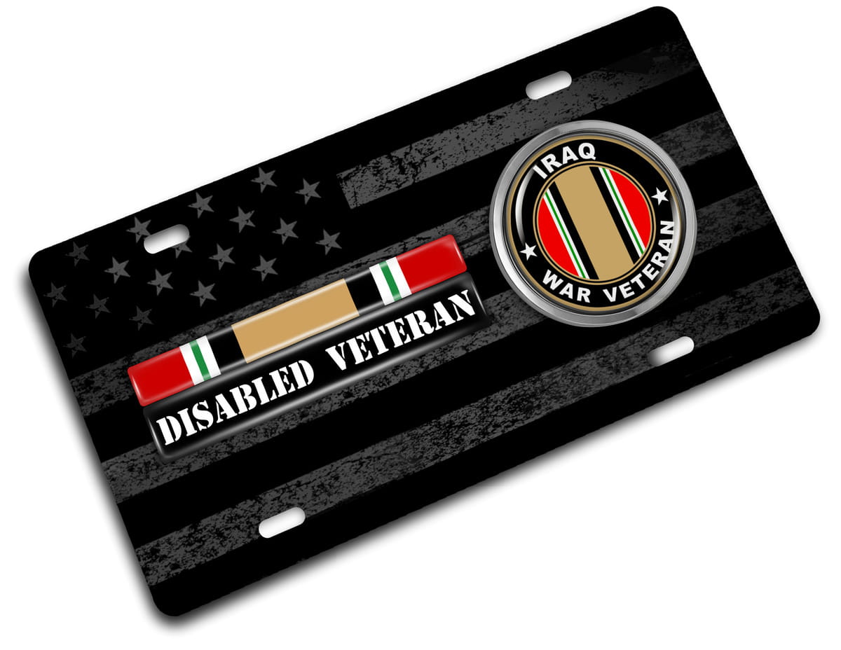Iraq Disabled Veteran - Stainless Steel Car License Plate
